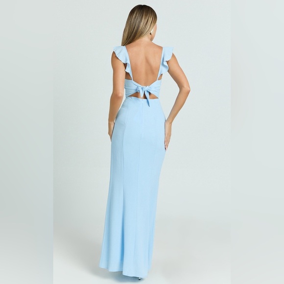 Showpo. MORE THAN THIS MAXI DRESS - RUFFLE STRAP THIGH SPLIT DRESS size 8 - Picture 2 of 15